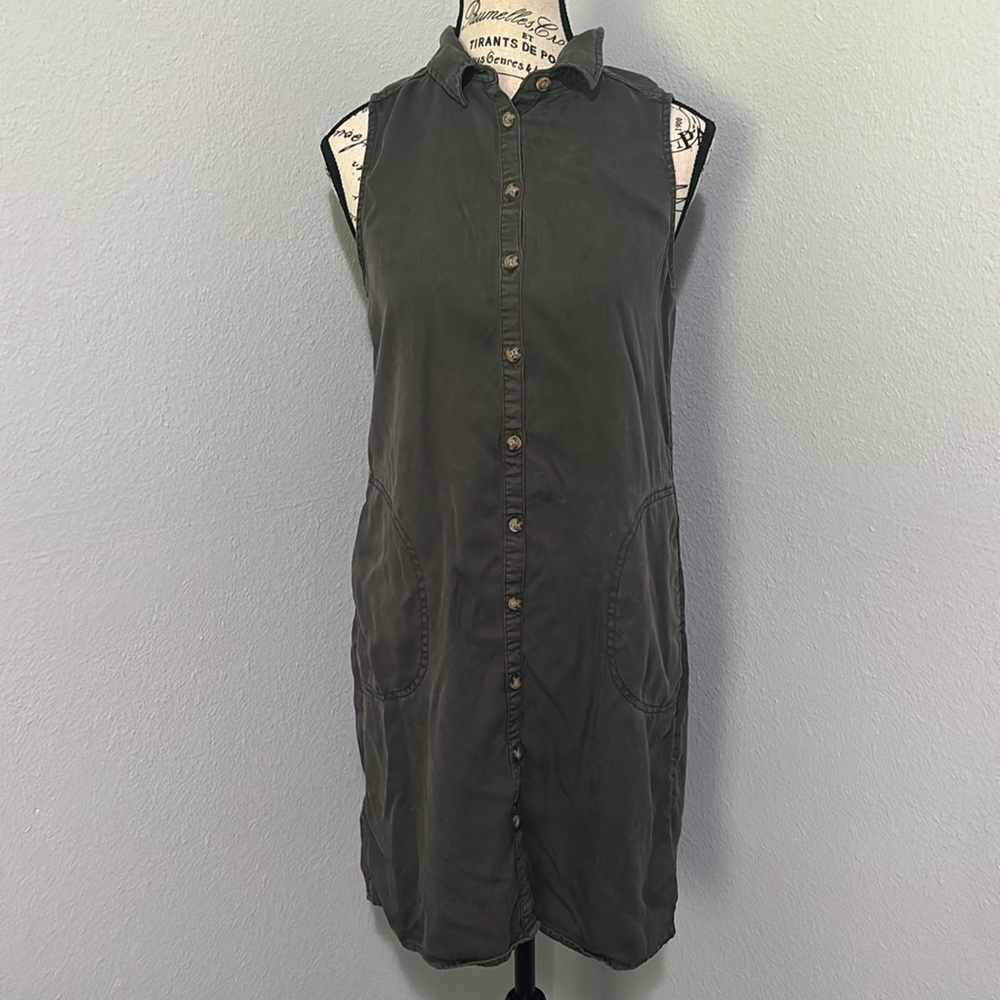 Nicole Miller New York Olive/Safari/Cargo Button Up Dress Size Small